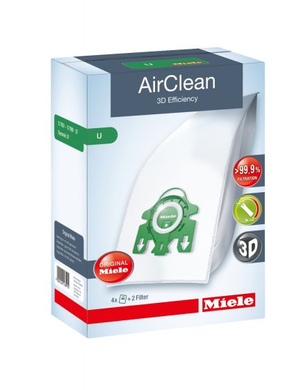 Miele U 4 Pack AirClean 3D Efficiency FilterBags Type U fits all uprights