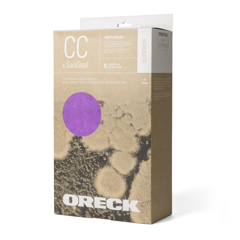 Oreck AK1CC6H Certified Replacement Paper Bag CC Purple Superior Filtration 6-Pack